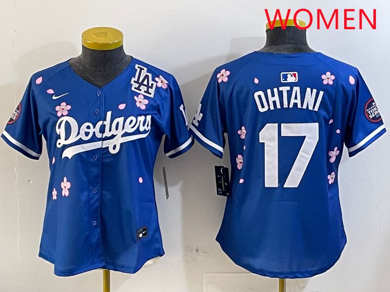 Women Los Angeles Dodgers 17 Ohtani Blue Sakura Edition 2025 Nike MLB Jersey style 4